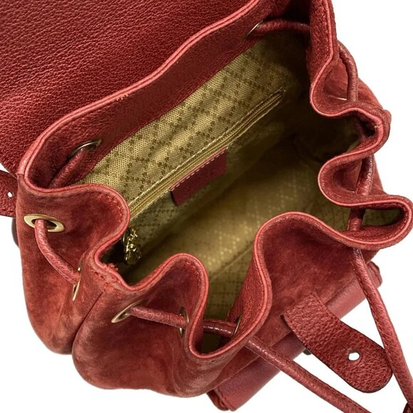 Authentic GUCCI Bamboo Red Suede Leather Backpack br343-112025 - Picture 9 of 10